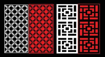 Decorative wall panels set Jali design CNC pattern, laser cutting pattern, router CNCcutting. vector