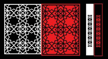 Decorative wall panels set Jali design CNC pattern, laser cutting pattern, router CNCcutting. vector