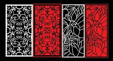 Decorative wall panels set Jali design CNC pattern, laser cutting pattern, router CNCcutting. vector