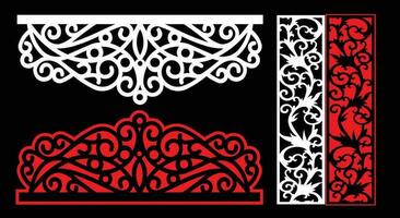 Decorative wall panels set Jali design CNC pattern, laser cutting pattern, router CNCcutting. vector