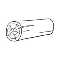 Firewood doodle. Line monochrome black sketch. Vector outline icon