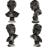 Roman Lady Digital Portrait Bust in Black Marble and Gold Graphic Design Asset png