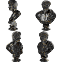 Portrait with Panther Skin Digital Bust in Black Marble and Gold Graphic Design Asset png