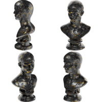 Young Man with Short Hair Digital Portrait in Black Marble and Gold Graphic Asset png