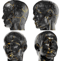 jovem homem com curto cabelo digital retrato dentro Preto mármore e ouro gráfico de ativos png