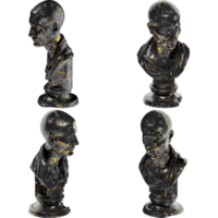 The Green Caesar Digital Portrait Bust in Black Marble and Gold Graphic Asset png