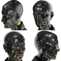 The Green Caesar Digital Portrait Bust in Black Marble and Gold Graphic Asset png