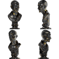 The Green Caesar Digital Portrait Bust in Black Marble and Gold Graphic Asset png