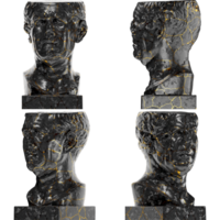 Tivoli General Roman Portrait in Black Marble and Gold 3D Render Asset png