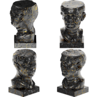 Tivoli General Roman Portrait in Black Marble and Gold 3D Render Asset png