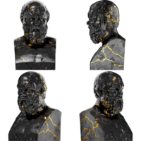 Socrates Digital Portrait in Black Marble and Gold Graphic Asset png