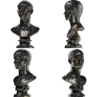 Young Man with Short Hair Digital Portrait in Black Marble and Gold Graphic Asset png
