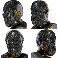 Socrates Digital Portrait in Black Marble and Gold Graphic Asset png