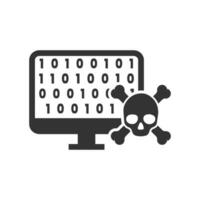 Vector illustration of hack computer icon in dark color and white background