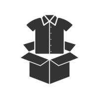 Vector illustration of clothes box icon in dark color and white background