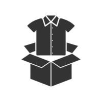 Vector illustration of clothes box icon in dark color and white background
