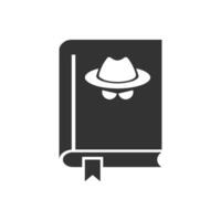 Vector illustration of hacker book icon in dark color and white background