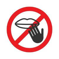 Vector illustration of don't touch lips icon in dark color and white background