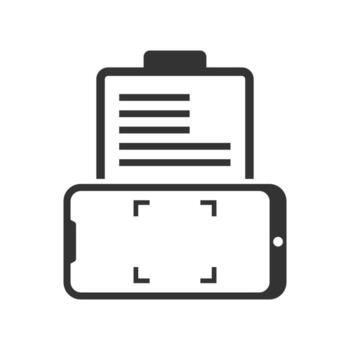vector ilustración de escanear documentos con un teléfono inteligente icono en oscuro color y blanco antecedentes