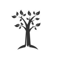 Vector illustration of tree icon in dark color and white background