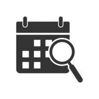 Vector illustration of schedule search icon in dark color and white background