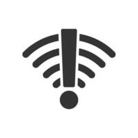 Vector illustration of wifi error icon in dark color and white background