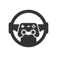 Vector illustration of game wheel icon in dark color and white background