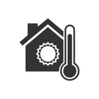 Vector illustration of house heat icon in dark color and white background
