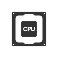 Vector illustration of CPU  icon in dark color and white background
