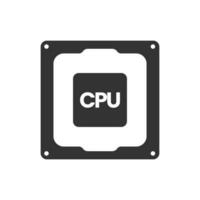 Vector illustration of CPU  icon in dark color and white background