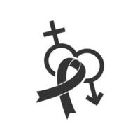 Vector illustration of HIV AIDS gender icon in dark color and white background