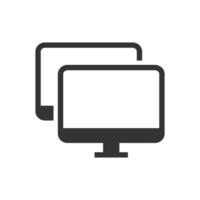 Vector illustration of dual monitors icon in dark color and white background