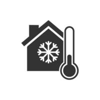 Vector illustration of house cold temperature icon in dark color and white background