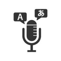 Vector illustration of foreign language recording icon in dark color and white background