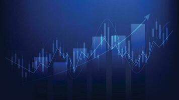 Financial business statistics with bar graph and candlestick chart show stock market price on dark background vector