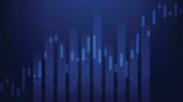 Financial business statistics with bar graph and candlestick chart show stock market price on dark background vector