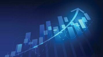 Financial business statistics with bar graph and candlestick chart show stock market price on dark background vector