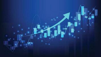 Financial business statistics with bar graph and candlestick chart show stock market price on dark background vector