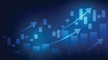 Financial business statistics with bar graph and candlestick chart show stock market price on dark background vector