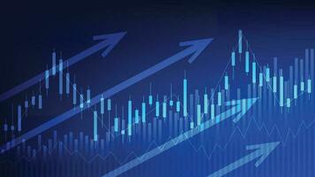 Financial business statistics with bar graph and candlestick chart show stock market price on dark background vector