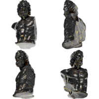 torso asklepios van München Grieks mythologisch 3d digitaal beeldhouwwerk in zwart marmeren en goud png