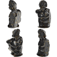 Torso Asklepios from Munichia Greek Mythological 3D Digital Sculpture in Black Marble and Gold png