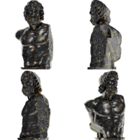 torse asclépios de munichie grec mythologique 3d numérique sculpture dans noir marbre et or png