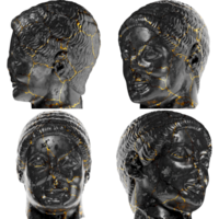 de rayet huvud grekisk mytologisk 3d digital sätta dit i svart marmor och guld png