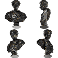 Young Marcus Aurelius Digital Portrait in Black Marble and Gold 3D Render Asset png