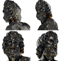 tronco asklepios a partir de munichia grego mitológico 3d digital escultura dentro Preto mármore e ouro png