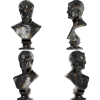 Tolomeo ii filadelfo antico greco 3d digitale fallimento statua nel nero marmo e oro png