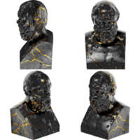 Sócrates digital retrato en negro mármol y oro gráfico activo png