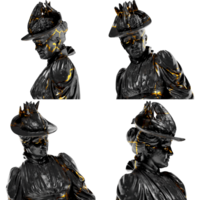 A Lady Emilie Marie Rovsing nee Raaschou Renaissance Portrait Bust in Black Marble and Gold png