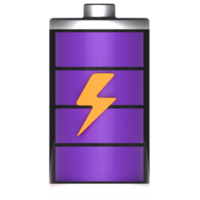 3d rendering of battery icon with full charge indicator png